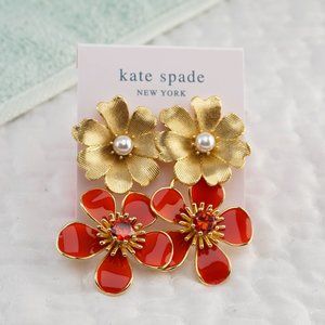 Kate Spade Double Drop Flower Statement Earrings (Brand New with Dust Bag)